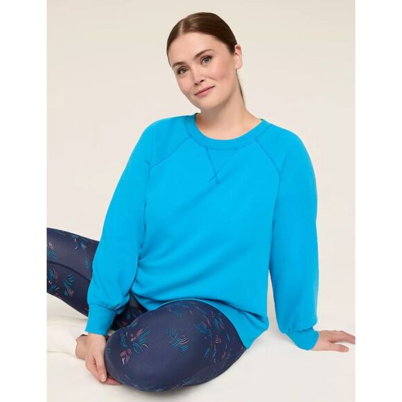 NEW Bright Blue Plus Sz 26/28 Stretchy Lightweight Sweatshirt LIVI LANE BRYANT - Picture 2 of 6